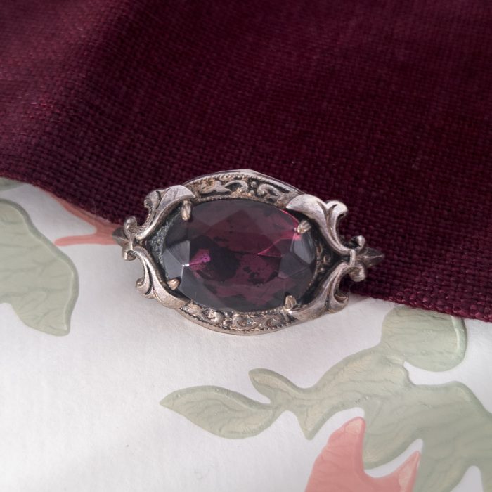 Vintage Silver Purple Paste Foil Backed Brooch