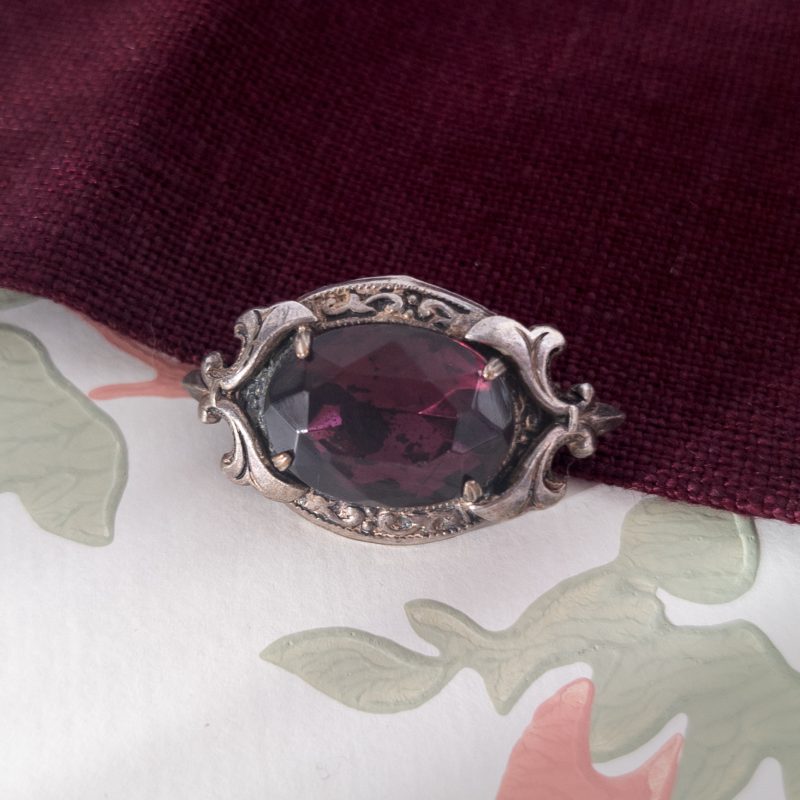 Vintage Silver Purple Paste Foil Backed Brooch