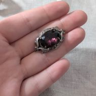 Vintage Silver Purple Paste Foil Backed Brooch - Image 2
