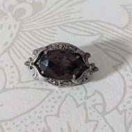 Vintage Silver Purple Paste Foil Backed Brooch - Image 9