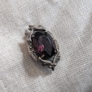 Vintage Silver Purple Paste Foil Backed Brooch - Image 14