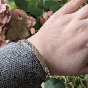 Braided Silver Cable Cuff Bangle | Twisted Adjustable - Image 7