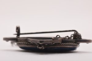 Vintage Silver Blue Stone Brooch Floral Motif - Image 8
