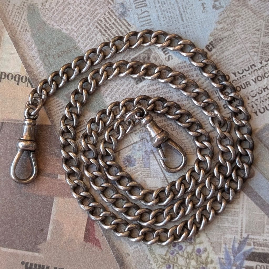 Sterling silver antique albert chain necklace