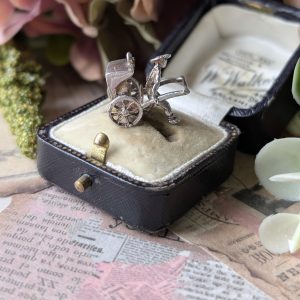 Vintage Man Pulling Cart Charm Silver