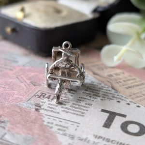 Vintage Man Pulling Cart Charm Silver Moves - Image 2