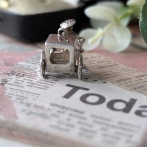 Vintage Man Pulling Cart Charm Silver Moves - Image 4