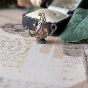 Vintage Silver Coffee Pot Glass Charm