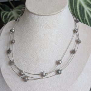 Vintage Sterling Silver Bead Choker Brutalist Multi Strand - Image 3
