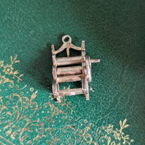 Vintage Silver Clothes Mangle Charm Pendant Old - Image 2