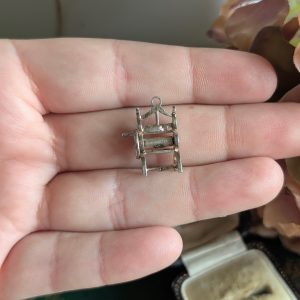 Vintage Silver Clothes Mangle Charm Pendant Old - Image 3