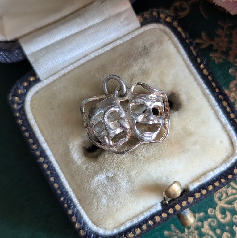 Vintage Silver Double Mask Charm Pendant