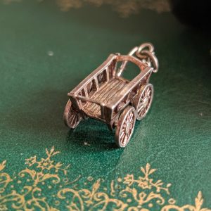 Vintage Wild West Cart Charm Silver Moving Articulated - Image 3