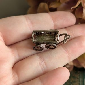 Vintage Wild West Cart Charm Silver Moving Articulated - Image 4