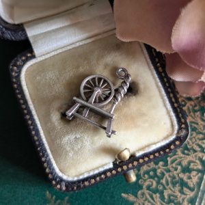 Vintage Silver Spinning Wheel Charm