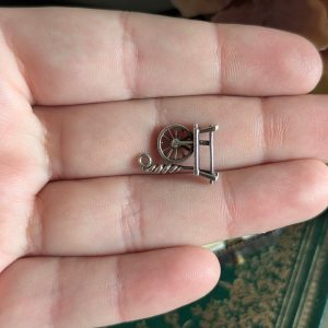 Vintage Silver Spinning Wheel Charm Pendant - Image 2