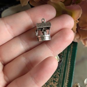 Vintage Silver Wishing Well Charm Moving Pendant - Image 2