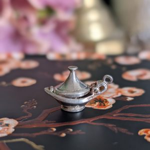 Vintage Silver Aladdins Lamp Charm | Heavy Opening Locket Pendant |  Genie Lamp - Image 2