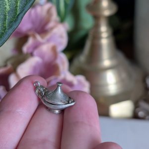 Vintage Silver Aladdins Lamp Charm | Heavy Opening Locket Pendant |  Genie Lamp - Image 3