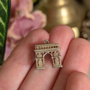 Vintage Silver Arc de Triomphe Charm | Paris France Souvenir | 3D Architectural Landmark Pendant - Image 2