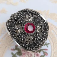 Vintage Sterling Silver Ornate Bangle Chunky Scroll Cuff