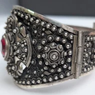 Vintage Sterling Silver Ornate Bangle Chunky Scroll Cuff - Image 5
