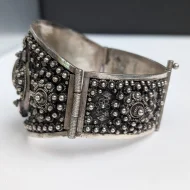 Vintage Sterling Silver Ornate Bangle Chunky Scroll Cuff - Image 6