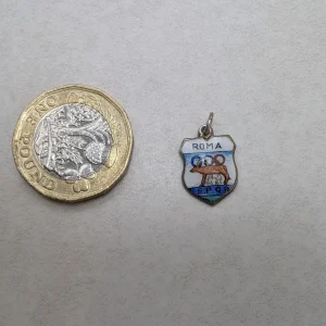 Rare Vintage Silver Roma Rome Travel Charm - 800 Italy Olympic Shield Enamel - Image 3