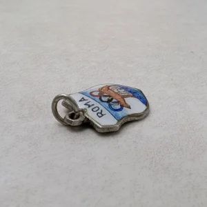 Rare Vintage Silver Roma Rome Travel Charm - 800 Italy Olympic Shield Enamel - Image 2