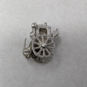 Whimsical Vintage Carriage Charm - Sterling Silver 70s Moving Wheels - Image 2