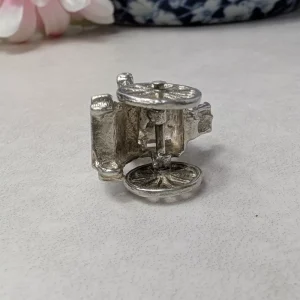 Whimsical Vintage Carriage Charm - Sterling Silver 70s Moving Wheels - Image 7