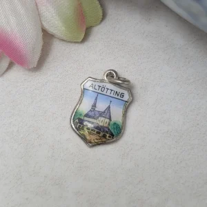 Charming Vintage Silver Altotting Travel Charm - 800 Germany Tourist Shield Enamel