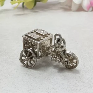 Vintage Silver Ices Bike Charm 70s - Ice Cream Moves Spins