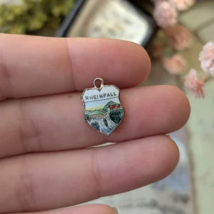 Matilda | Vintage Rheinfall Charm Rhine Falls Switzerland Silver Enamel Travel Shield Tested - Image 2