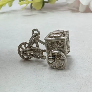 Vintage Silver Ices Bike Charm 70s - Ice Cream Moves Spins - Image 2