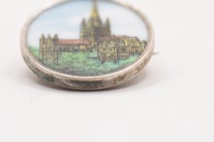 Vintage Sterling Silver Brooch, Church Building, Painted, Architectural Design, Collectible - Image 5