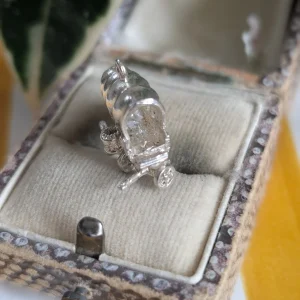 Vintage Silver Covered Wagon Charm, Mechanical Prairie Schooner with Moving Wheels, American West Pendant - Image 4