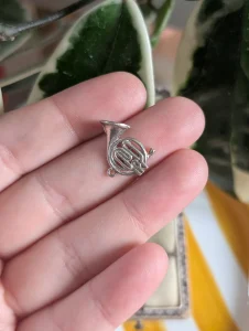 Vintage Silver French Horn Charm, 3D Musical Instrument Pendant, Orchestra Musician's Charm - Image 4