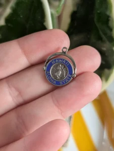 Vintage Hawaii Spinner Charm, Sterling Silver & Enamel Aloha State - Image 3