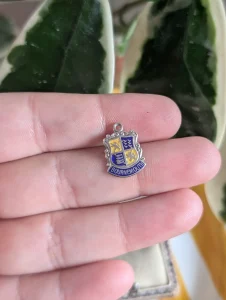 Vintage Bournemouth Charm, Silver & Enamel Travel Shield, English Dorset Crest Coat of Arms Pendant - Image 2