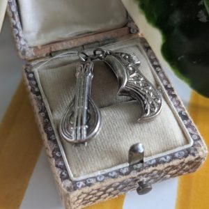 Vintage Silver Mandolin Shoe Charms, Figural Lute & Genie Slipper Pendant Set, Dainty Bracelet Charms, Musician Gift - Image 2