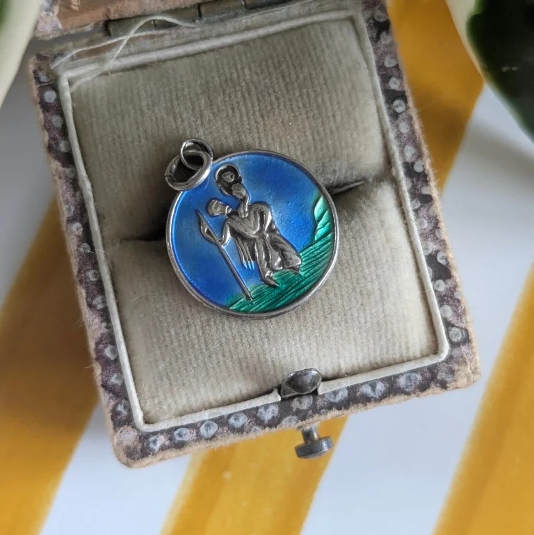 Vintage Silver Enamel St Christopher