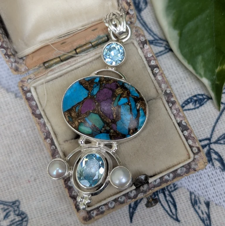 Preloved Sterling Silver Copper Turquoise Pendant