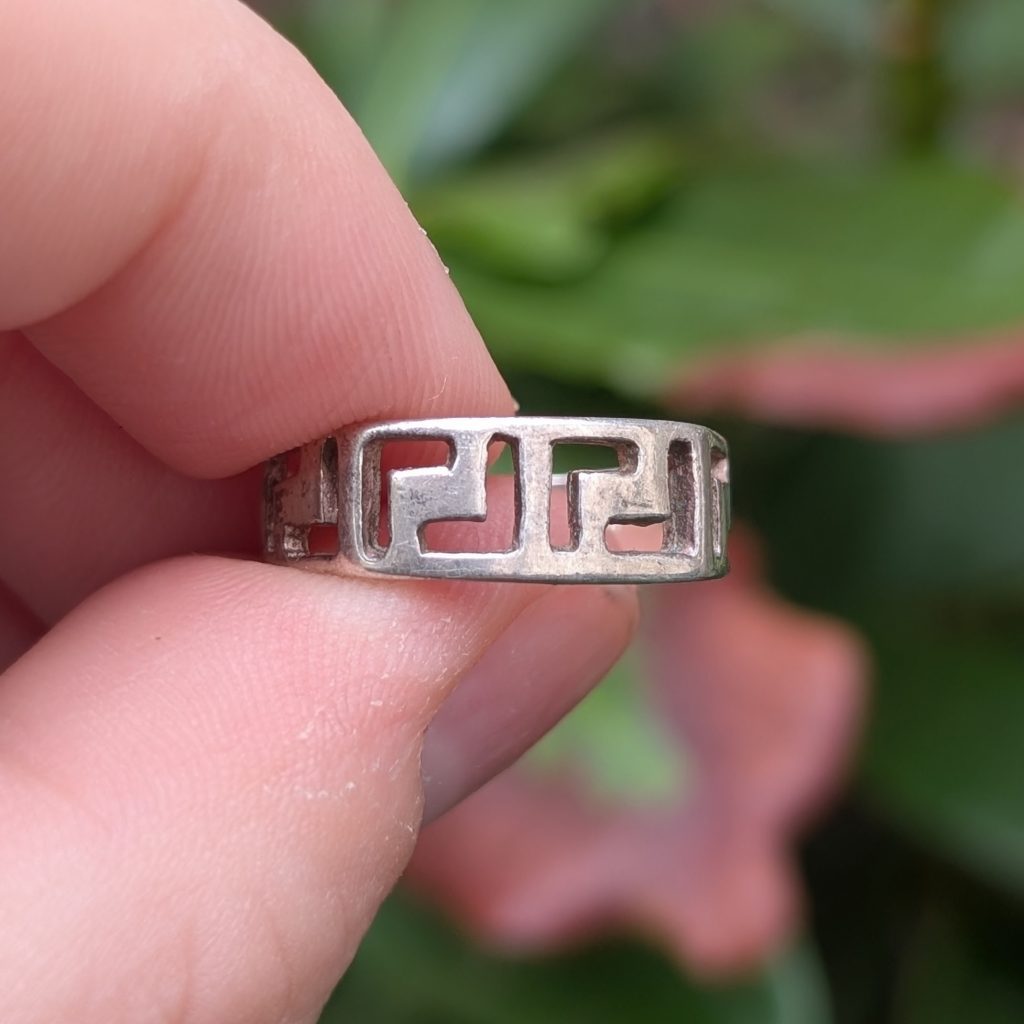 Vintage Sterling Silver Greek Key Ring