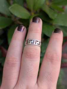 Vintage Sterling Silver Greek Key Ring, Pierced Openwork, Geometric Meander, Stacking Band Gift - Image 4