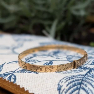Vintage Childs Rolled Gold Bangle, 1/5th 9ct Gold Bronze Core Expandable Christening, Baby Keepsake Gift - Image 5