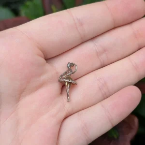 Vintage Silver Ballerina Charm, Dainty 3D Ballet Dancer, Graceful Figural Pendant Gift - Image 3
