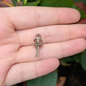 Vintage Silver Ballerina Charm, Dainty 3D Ballet Dancer, Graceful Figural Pendant Gift - Image 3