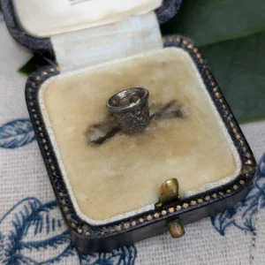 Vintage Silver Sewing Thimble Charm, Miniature Crafter, 3D Seamstress, Tailor Quilter Gift - Image 3