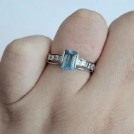 Sterling Silver Blue Stone Ring, Cocktail - Image 5
